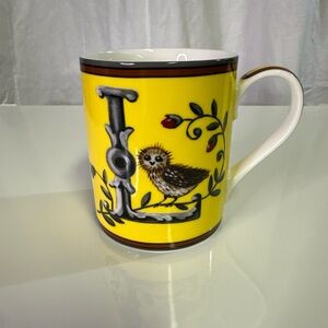 SPODE KIT KEMP Alphabet Letter “L” Coffee Mug Charming Owl Tea Cup Yellow
